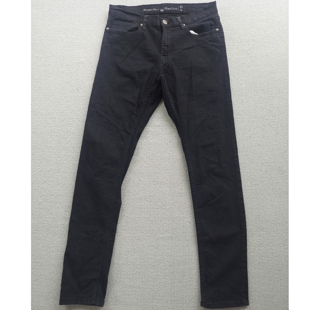 Beverly Hills Polo Club Jeans Mens 32x32 Black Slim Fit Five Pocket Casual Denim